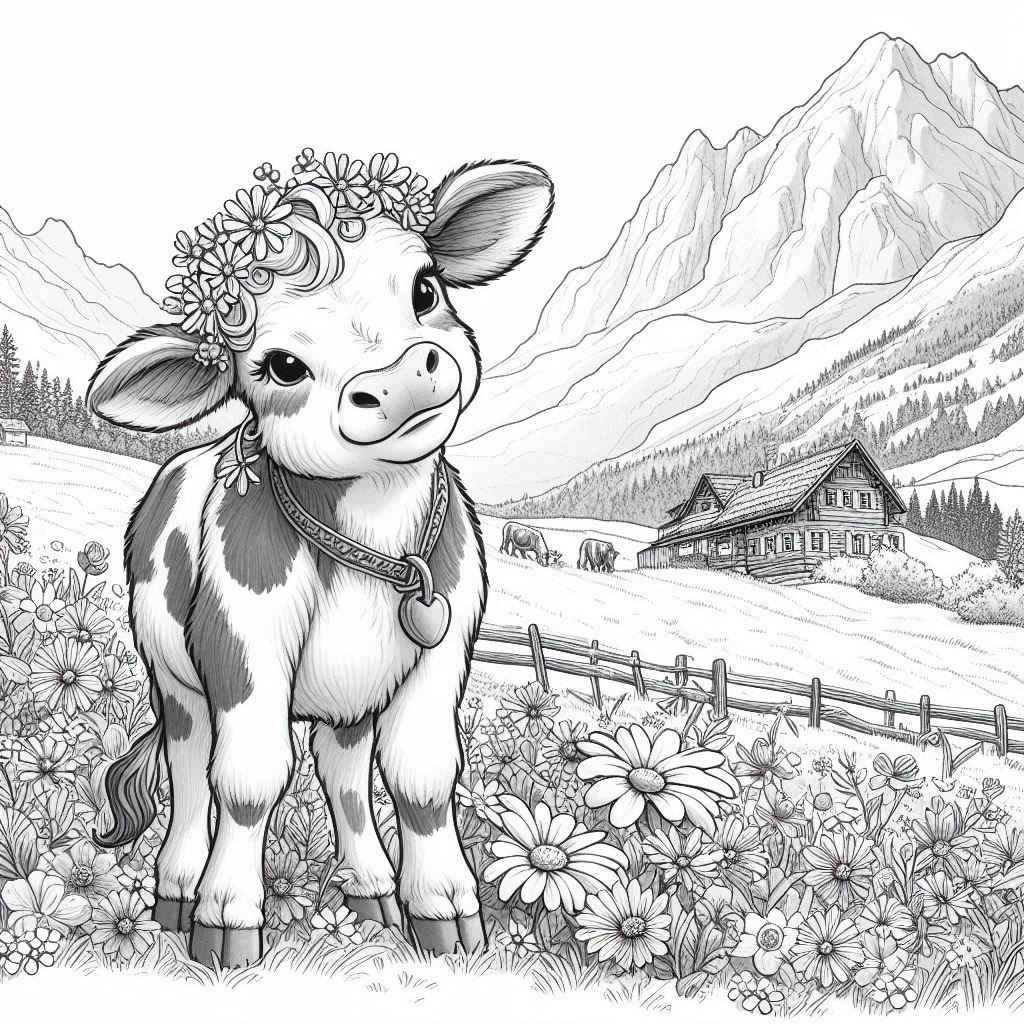 ausmalbild kalb flecki